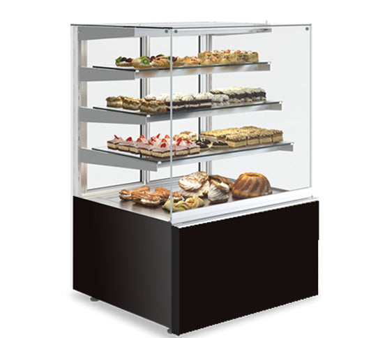 24" HIGH PROFILE STRAIGHT GLASS REFRIGERATED PASTRY CASE - 3 Shelves
